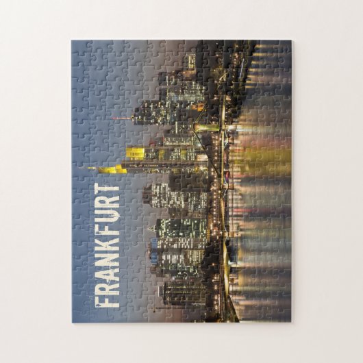 フランクフルトスカイラインドイツヴィンテージ土産ギフト ジグソーパズル (縦)