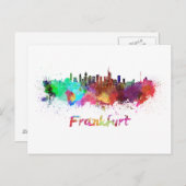 フランクフルトスカイライン水彩画 ポストカード (正面/裏面)