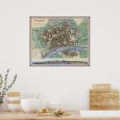 フランクフルトドイツの歴史地図Am Mayn 1845 ポスター (キッチン)