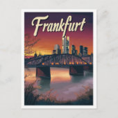 フランクフルトドイツアートヴィンテージトラベルイラストレーション ポストカード (正面)