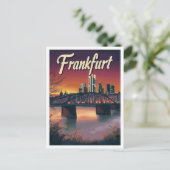 フランクフルトドイツアートヴィンテージトラベルイラストレーション ポストカード (スタンド正面)