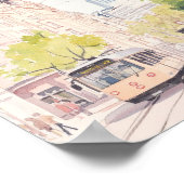 フランクフルトドイツグアッシュアートイラストレーショントラベル ポスター (角)