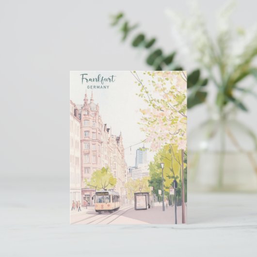 フランクフルトドイツグアッシュアートイラストレーショントラベル ポストカード (スタンド正面)