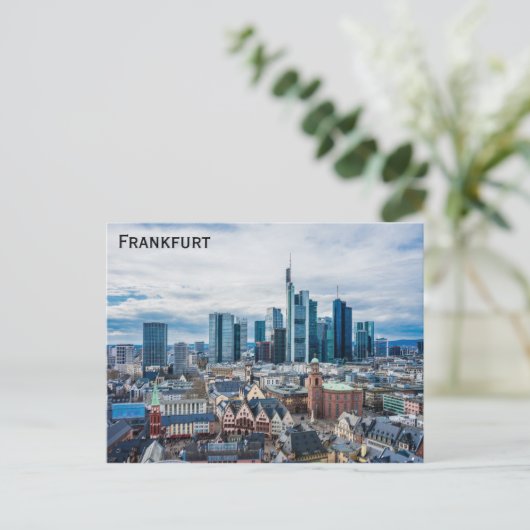 フランクフルトドイツシティスカイライン旅行写真 ポストカード (スタンド正面)