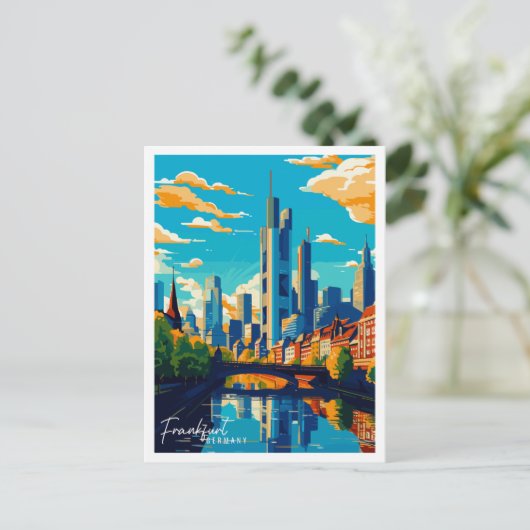 フランクフルトドイツヴィンテージ旅行イラストレーション ポストカード (スタンド正面)