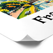 フランクフルトドイツ川と橋の街並み ポスター (角)