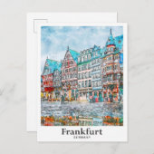 フランクフルトドイツ旅行水の色ハンドドロッド ポストカード (正面/裏面)