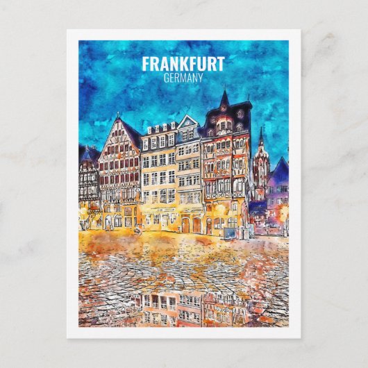 フランクフルトドイツ有名な旅行水の色のスケッチ ポストカード (正面)