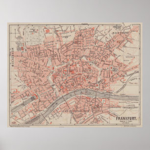フランクフルトヴィンテージドイツの地図（1900年） ポスター