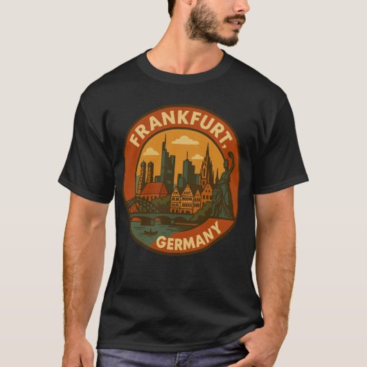 フランクフルト ドイツのスカイライン Tシャツ (正面)
