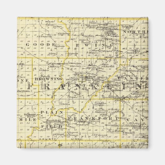 フランクリンとウィリアムソン郡の地図 マグネット (正面)