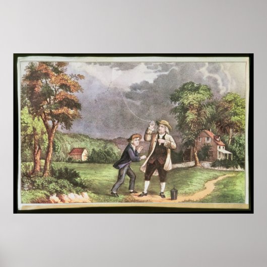 フランクリンの電気実験 ポスター (正面)