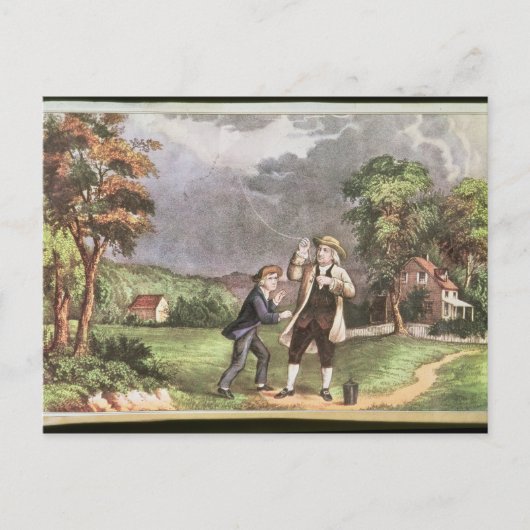 フランクリンの電気実験 ポストカード (正面)