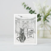 フランクリン記念館近くのフィラデルフィアの猫 ポストカード (スタンド正面)