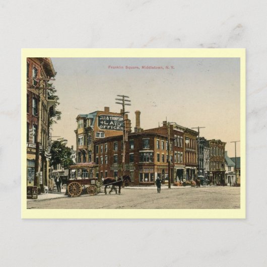 フランクリン・スクエア、ミドルタウン、ニューヨークヴィンテージ ポストカード (正面)