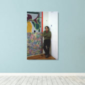 フランク・ステラと彼の作品の一つ キャンバスプリント (インサイチュ (ウッドフロア))