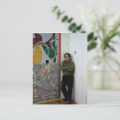 フランク・ステラと彼の作品の一つ ポストカード (スタンド正面)