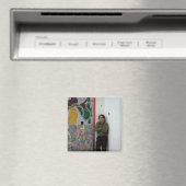 フランク・ステラと彼の作品の一つ マグネット (インサイチュ (食洗機))