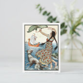 フランクC. Pape Pape -ヴィンテージガールとハウンド ポストカード (スタンド正面)