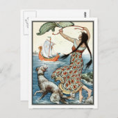 フランクC. Pape Pape -ヴィンテージガールとハウンド ポストカード (正面/裏面)