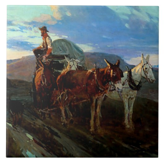 フランクT Johnson Western Art "California Or Oregon" タイル (正面)
