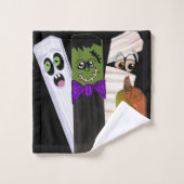 フランケンシュタインおもしろい幽霊パンプキンインビジブルマン バスタオルセット (ウォッシュタオル)