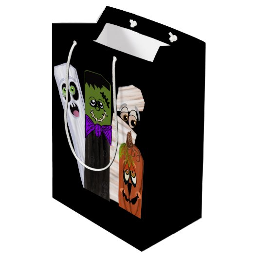 フランケンシュタインおもしろい幽霊パンプキンインビジブルマン ミディアムペーパーバッグ (裏面アングル)
