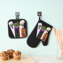 フランケンシュタインおもしろい幽霊パンプキンインビジブルマン 鍋つかみ&鍋敷きセット
