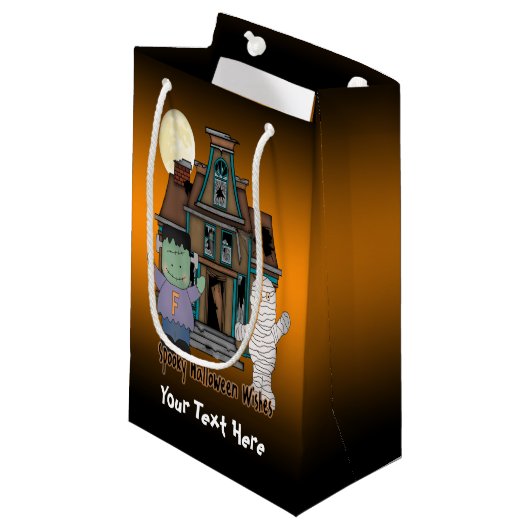 フランケンシュタインおよびミイラのハロウィンのギフトバッグ スモールペーパーバッグ (正面アングル)