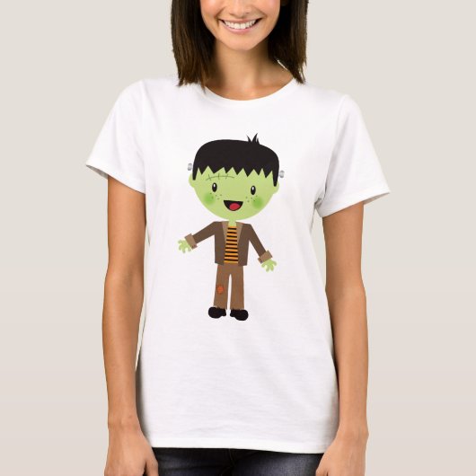 フランケンシュタインかわいいハロウィンの衣裳 Tシャツ (正面)