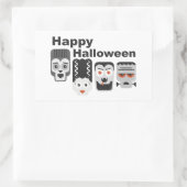 フランケンシュタインと不気味な友人 – 黒、白と 長方形シール (バッグ)