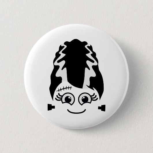フランケンシュタインのかわいいモンスターハロウィーンコスプレの花嫁 缶バッジ (正面)