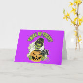 フランケンシュタインのスカルの花嫁 カード (黄色い花)