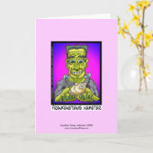 フランケンシュタインのハムスターおもしろいマンガのグリーティングカード カード (黄色い花)