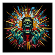 フランケンシュタインのメルトダウン光沢ポスター