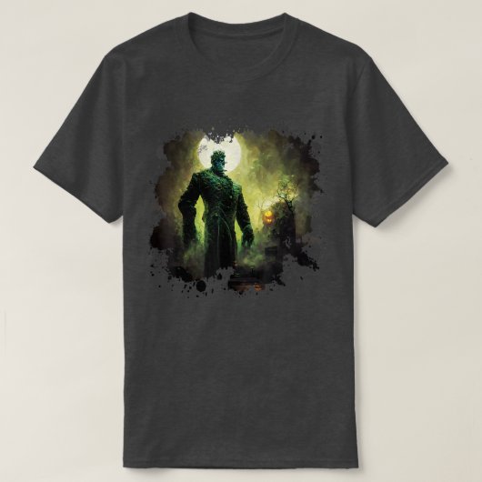 フランケンシュタインのモンスターハ不気味ロウ墓地 Tシャツ (デザイン正面)