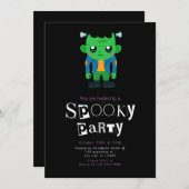 フランケンシュタインのモンスターミニマルモダンリストハロウィーン 招待状 (正面/裏面)