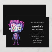 フランケンシュタインのモンスター ハロウィン 誕生日パーティーの楽しいお祝い 招待状 (正面/裏面)