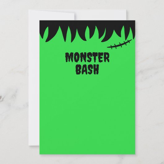 フランケンシュタインのモンスター 縫合跡の傷と髪 招待状 (正面)