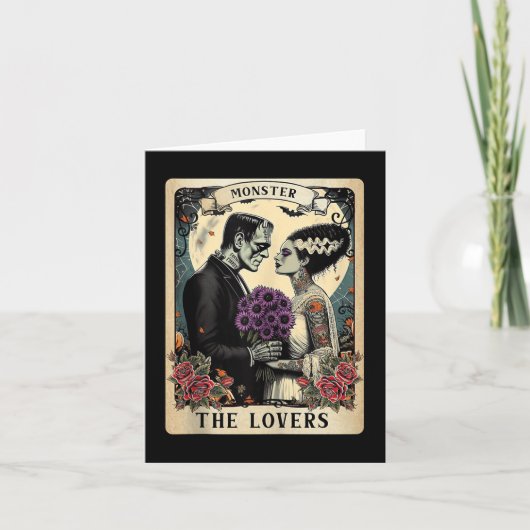 フランケンシュタインの怪物と花嫁 恋人たちのタロット カード (正面)