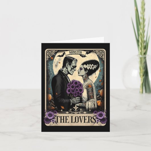 フランケンシュタインの怪物と花嫁 恋人たちのタロ カード (正面)