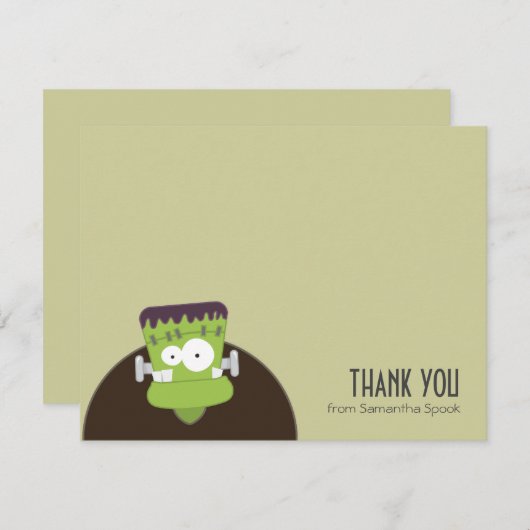 フランケンシュタインの怪物 | フラットな感謝のカード サンキューカード (正面/裏面)