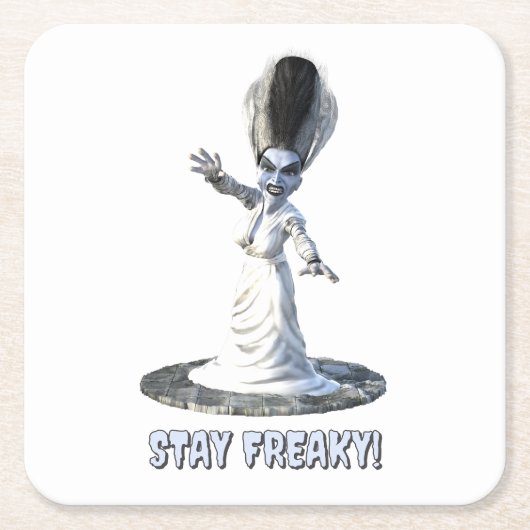 フランケンシュタインの花嫁でStay Freaky! スクエアペーパーコースター (正面)