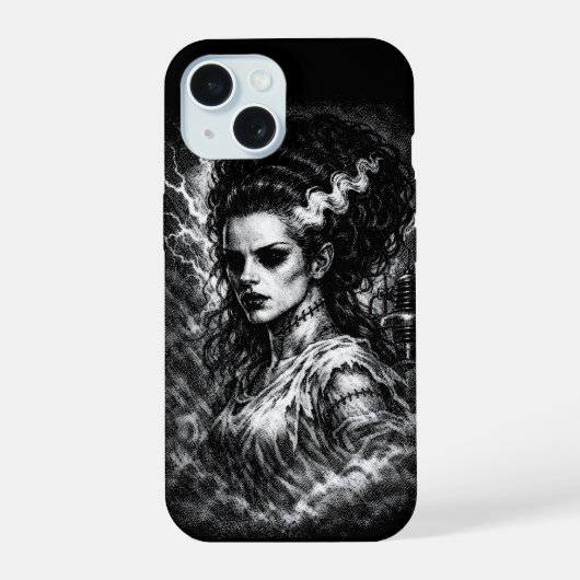 フランケンシュタインの花嫁 ― BurnsInHellによって蘇る iPhone 15ケース (裏面)