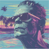 フランケンシュタインクールレトロサンセットハロウィーン シール (正面)