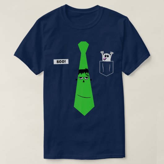 フランケンシュタインネックタイポケット幽霊ハロウィーンAssoc Tシャツ (デザイン正面)