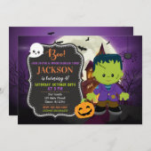 フランケンシュタインハロウィンの誕生日の招待状 招待状 (正面/裏面)
