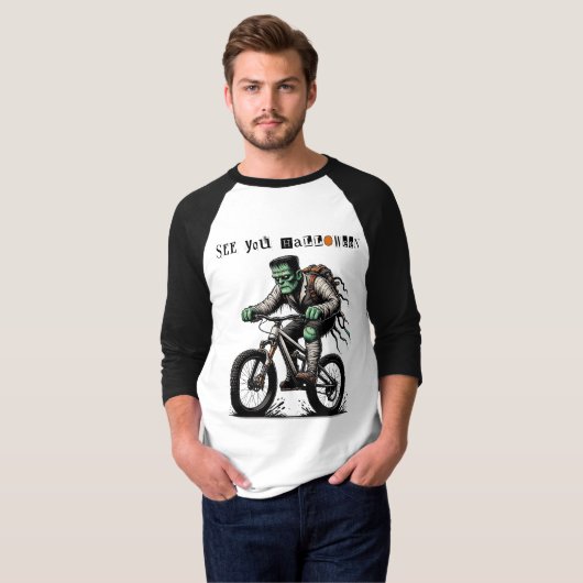フランケンシュタインハロウィーンに乗る Tシャツ (正面フル)