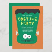 フランケンシュタインハロウィーン衣装パーティの招待状 招待状 (正面/裏面)