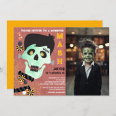 フランケンシュタインハロウィーン誕生日フォト招待状 招待状 (正面/裏面)